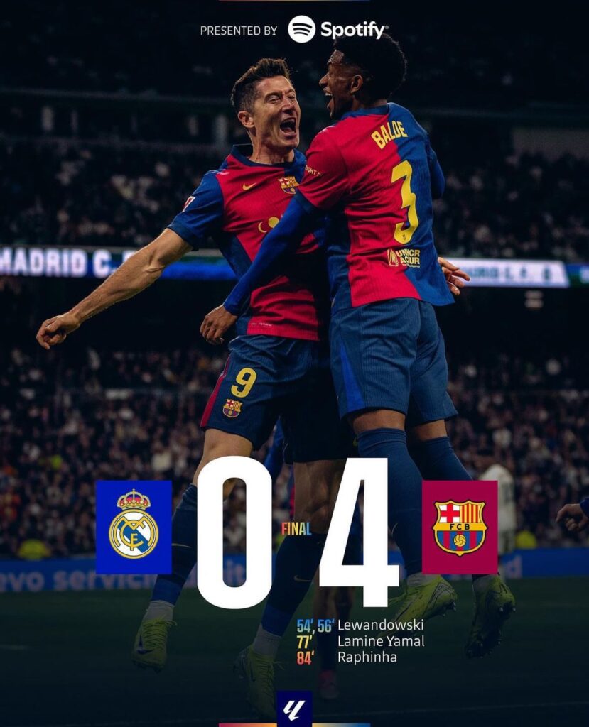 Barcelona se impone al Real Madrid 4-0